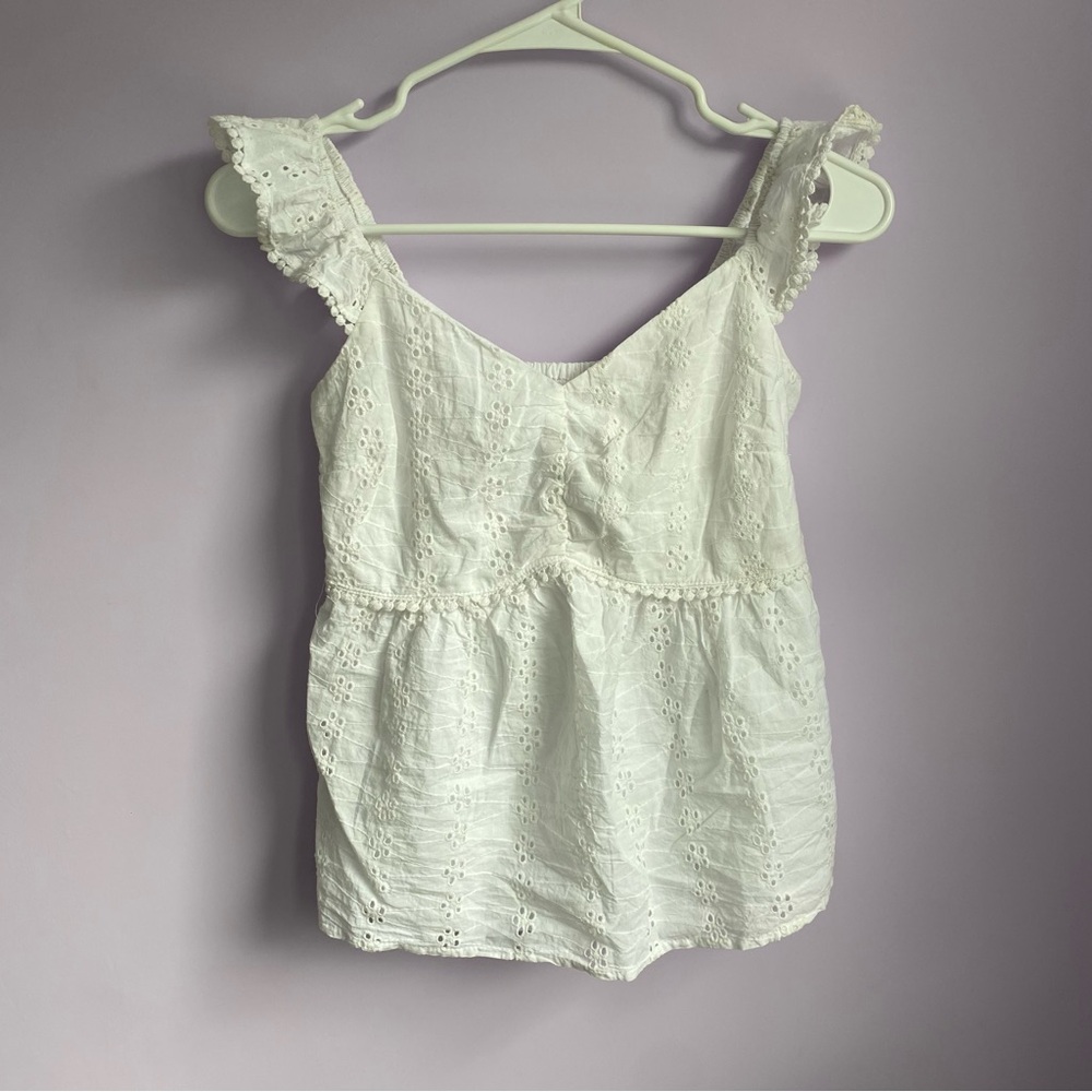 White Eyelet Sleeveless Top